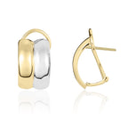 9ct yellow and white gold Polished 2 Row Curved Peg & Clip Earrings