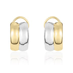 9ct yellow and white gold Polished 2 Row Curved Peg & Clip Earrings