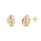 9ct Yellow, White And Rose Gold Polished Finish Oval Fancy Knot Stu