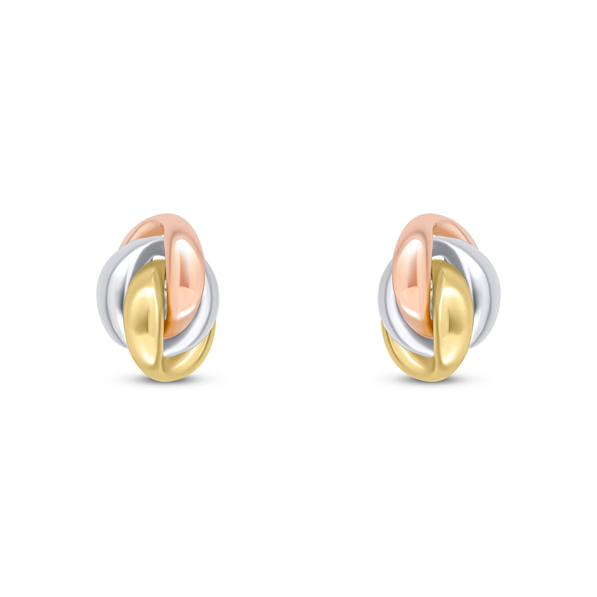 9ct Yellow, White And Rose Gold Polished Finish Oval Fancy Knot Stu