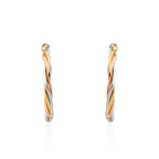Three Tone 9ct Gold Russian Wedding Hoop Earrings