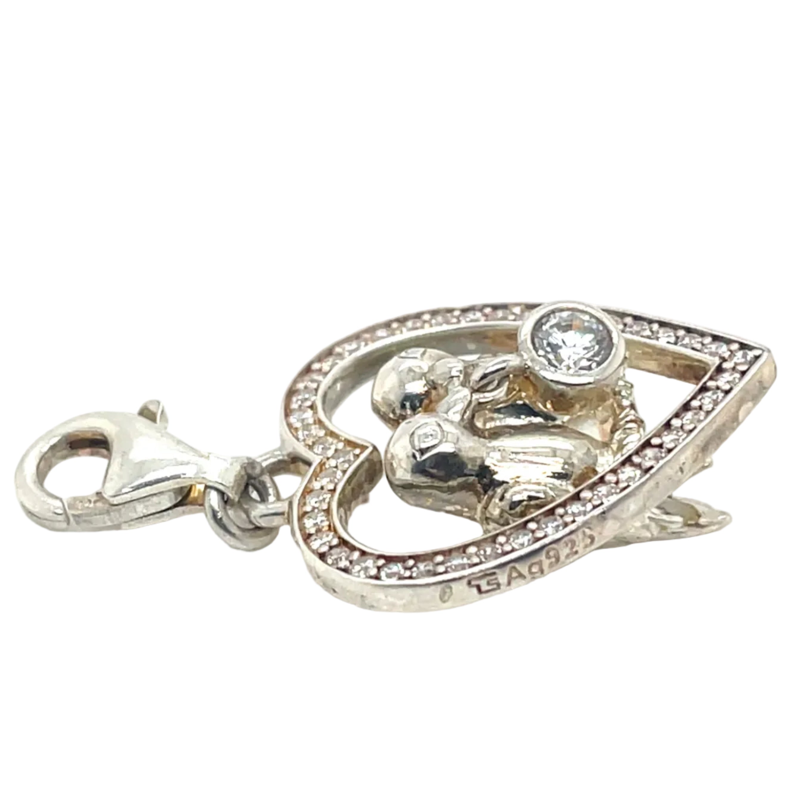 Thomas Sabo Lovebirds Heart Cubic Zirconia and Silver Charm