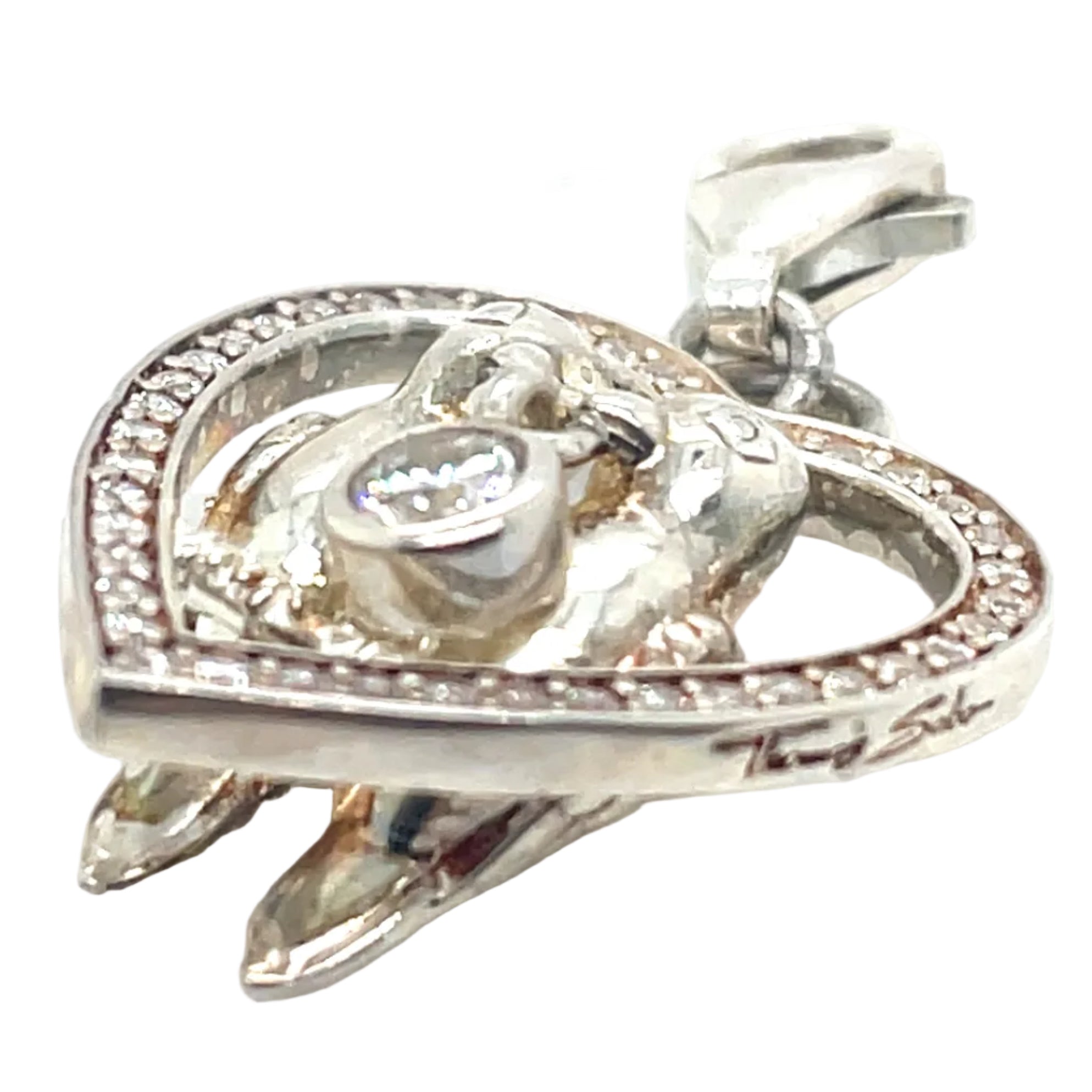 Thomas Sabo Lovebirds Heart Cubic Zirconia and Silver Charm