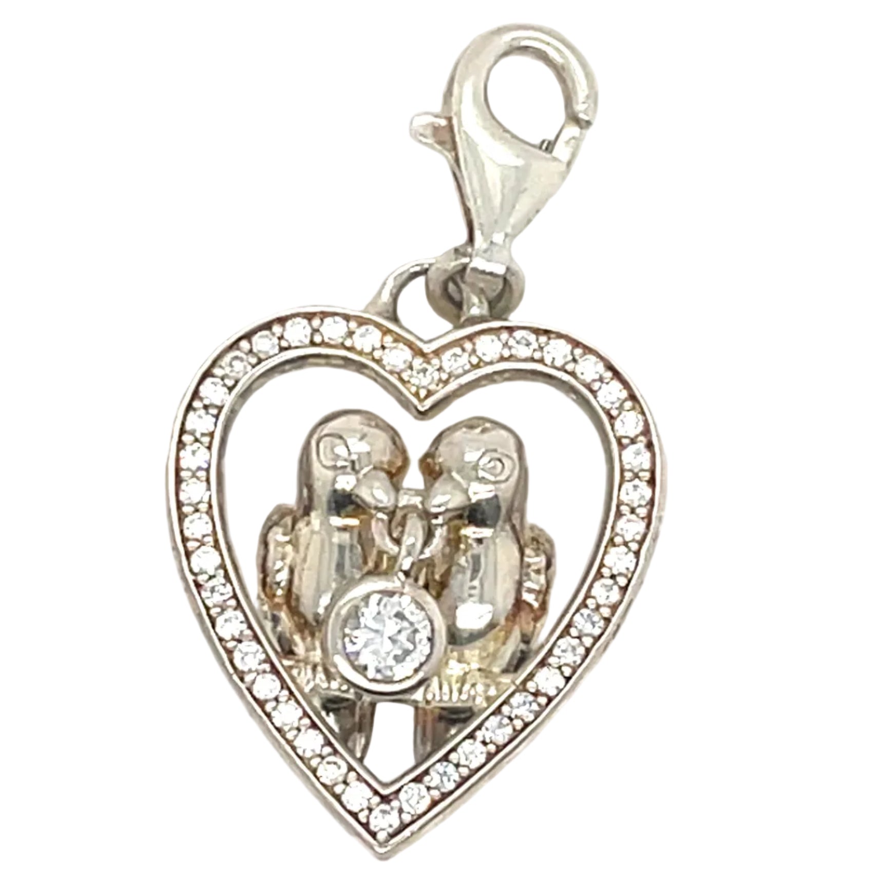 Thomas Sabo Lovebirds Heart Cubic Zirconia and Silver Charm