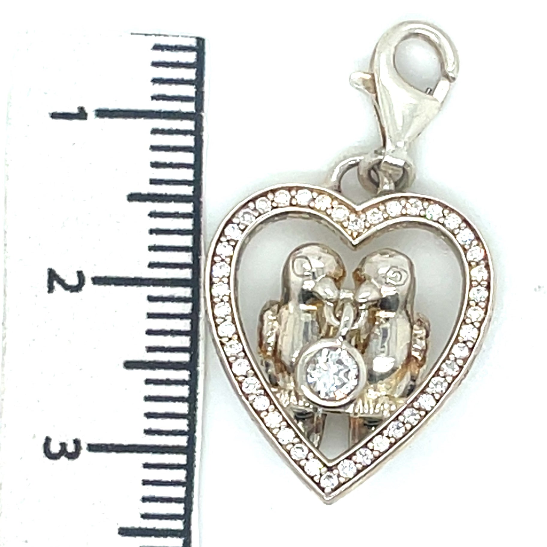 Thomas Sabo Lovebirds Heart Cubic Zirconia and Silver Charm
