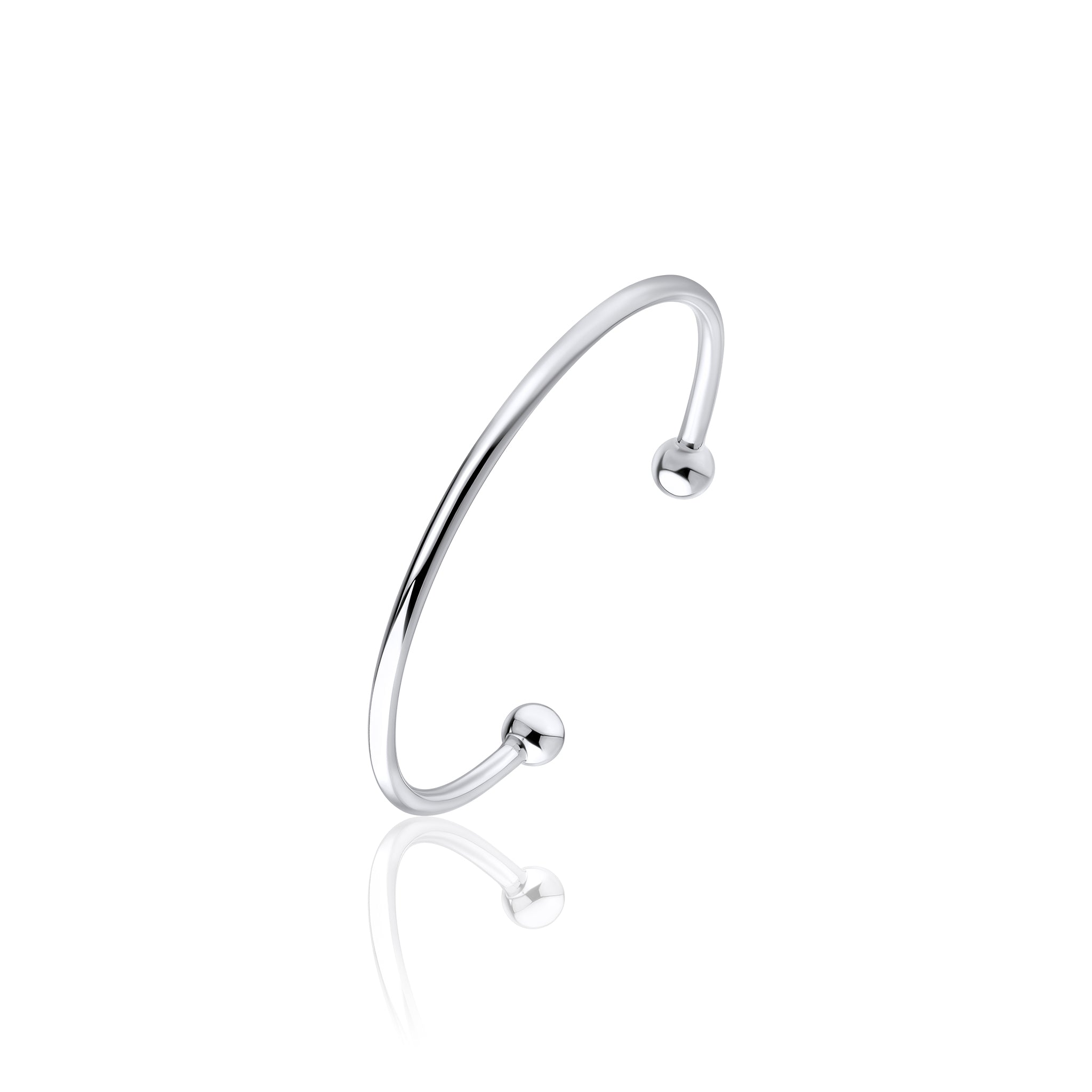Silver 2.5mm Round Torque Maiden Bangle 40x50 (6mm end beads)