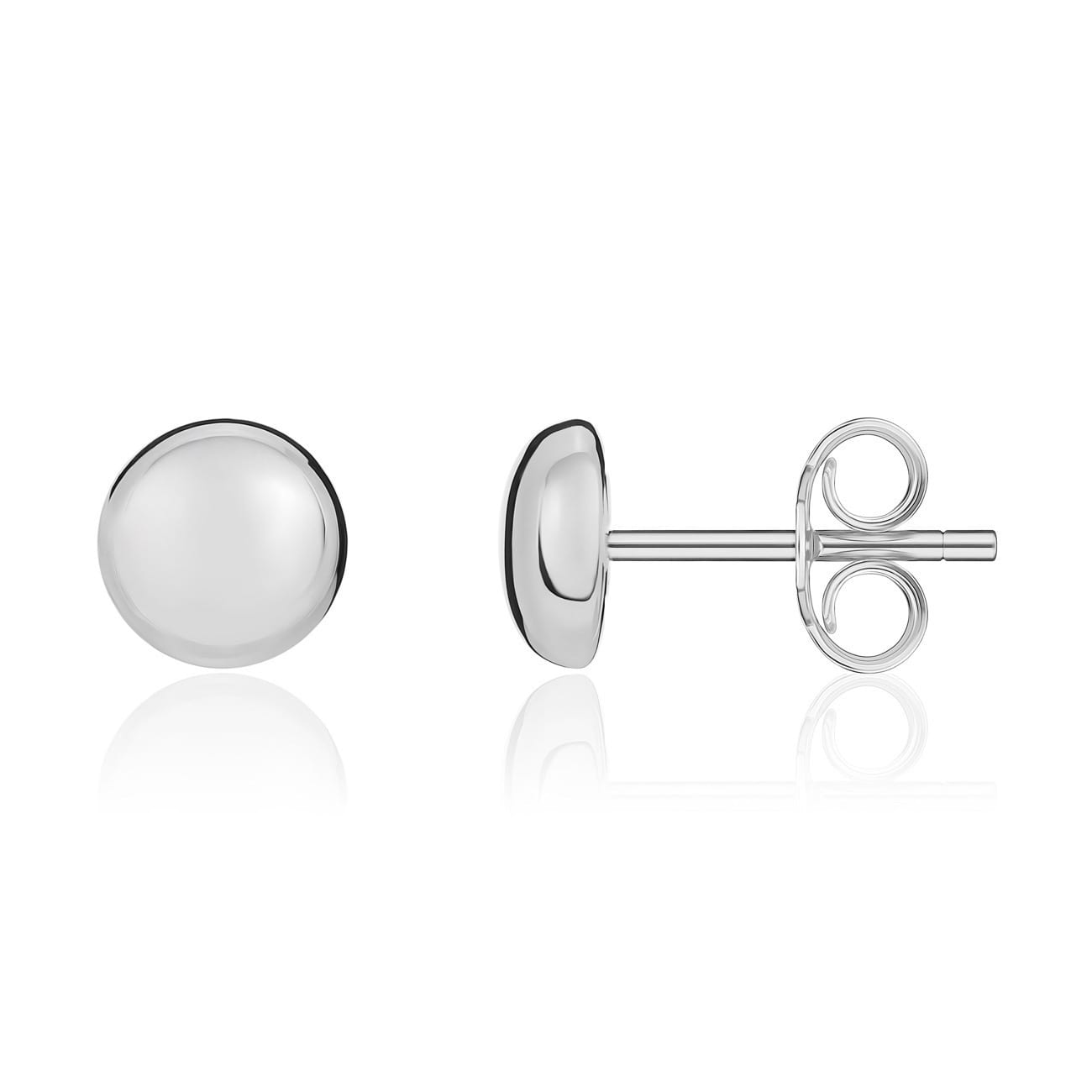 18ct White Gold 8mm Polished Button Studs
