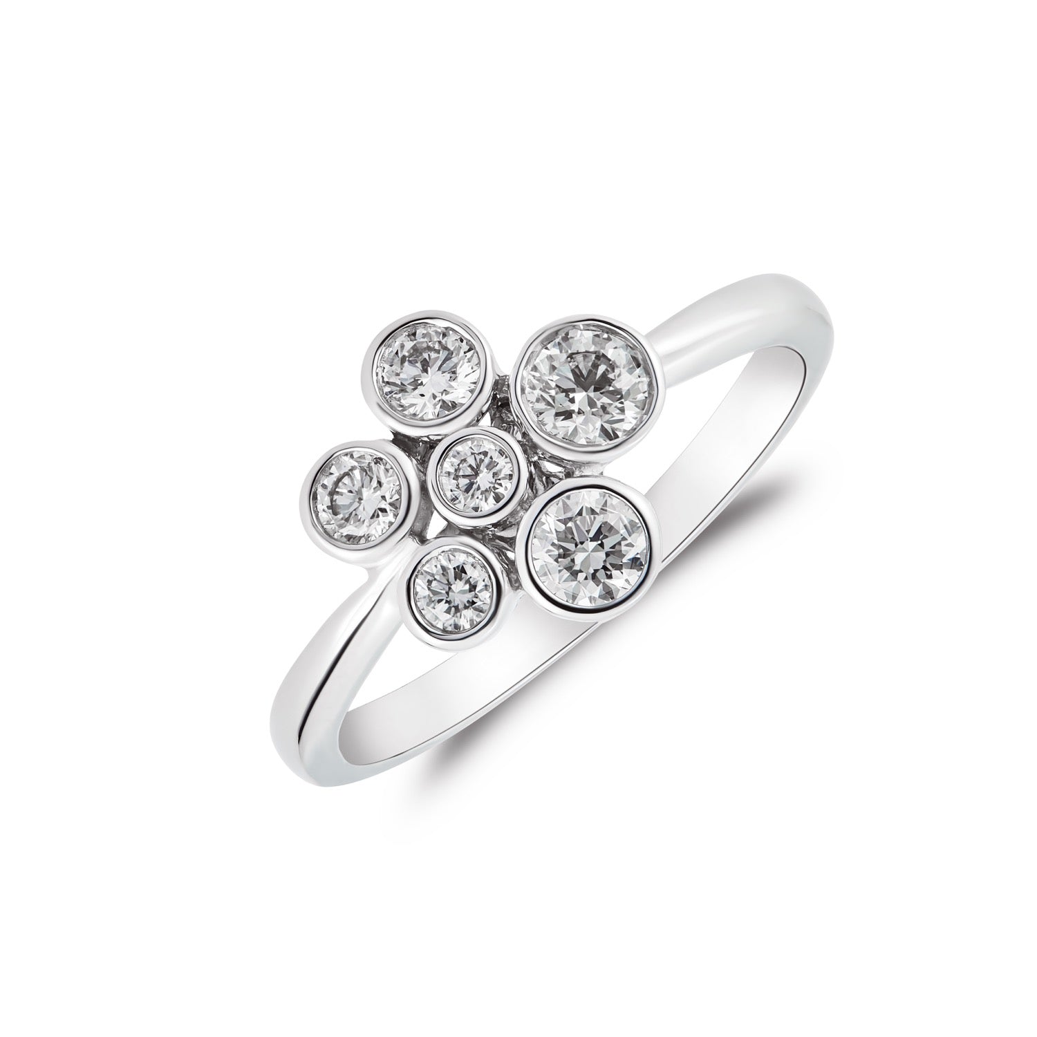 18ct White Gold Diamond Bubble Cluster Ring