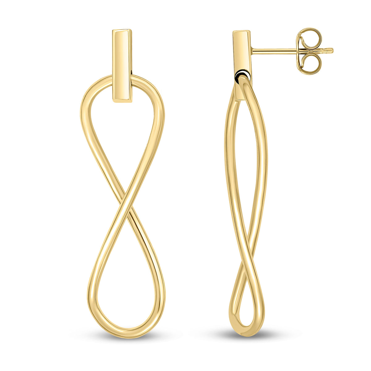 9ct Yellow Gold Infinity Design Drop Earrings