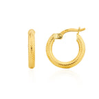 9ct Yellow Gold Text Round Hoop Earrings
