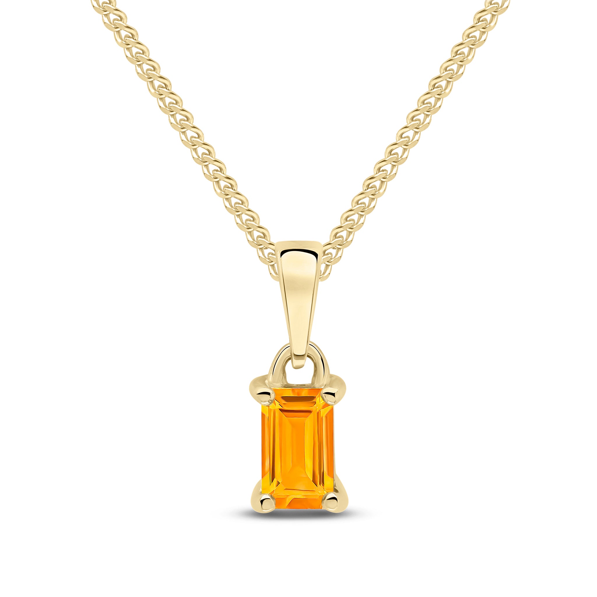9ct Yellow Gold 5x3mm Octagon Citrine Claw Set Pendant