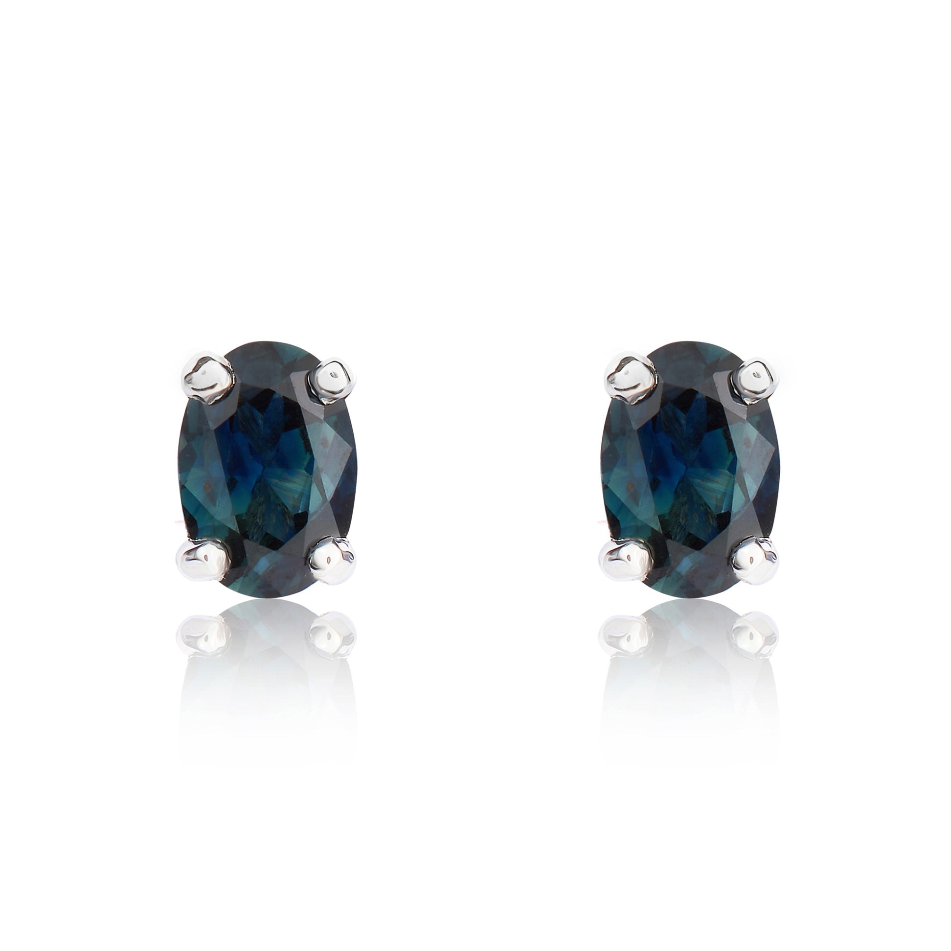 9CT WG 6X4 OVAL SAPPHIRE CLAW SET EARRINGS