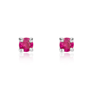 9ct white gold 3mm Round Ruby 4 Claw Stud Earrings