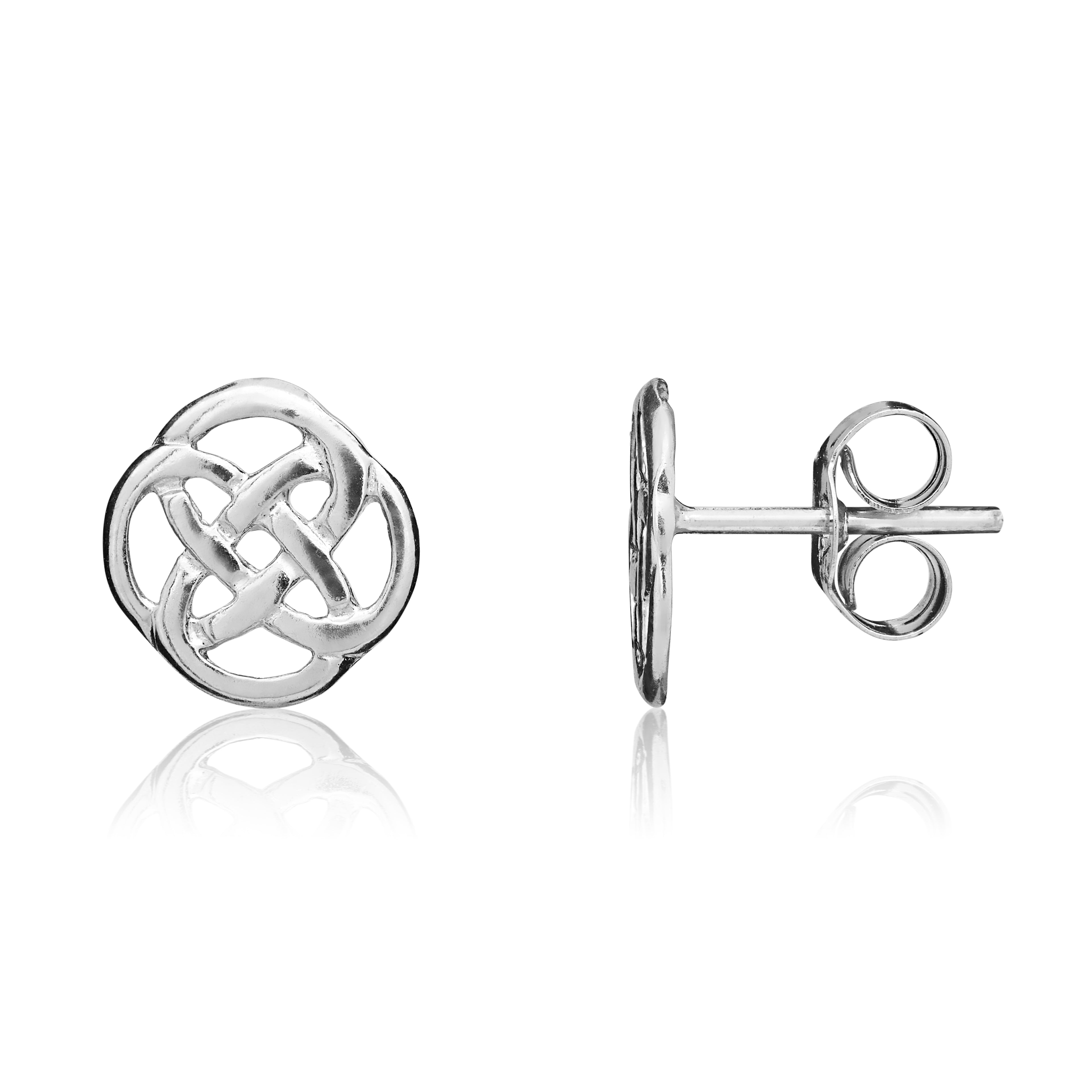 9ct white gold Polished Round Celtic Style Stud Earrings