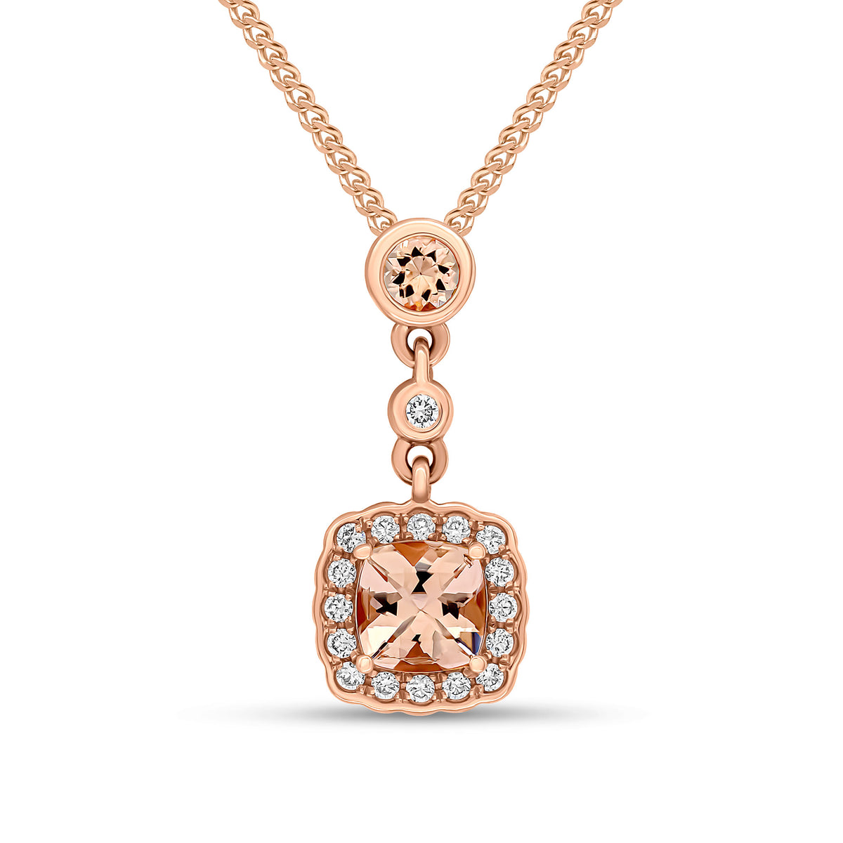 18rg Cush Morganite & Diamond Clust