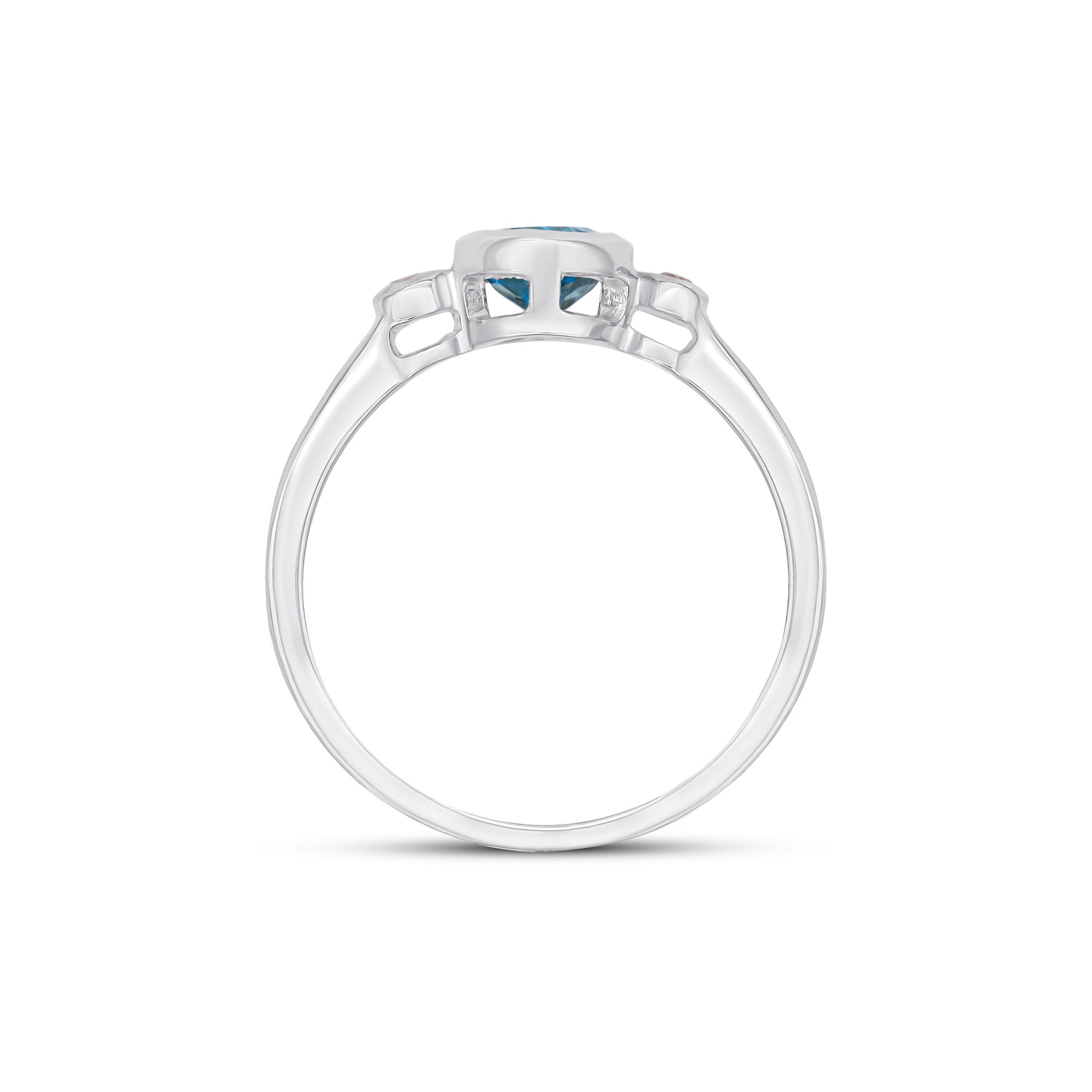 9CT WG 7X5 OVAL SWISS BLUE TOPAZ AND ROUND DIAMOND 3ST RUBOVER RING 1
