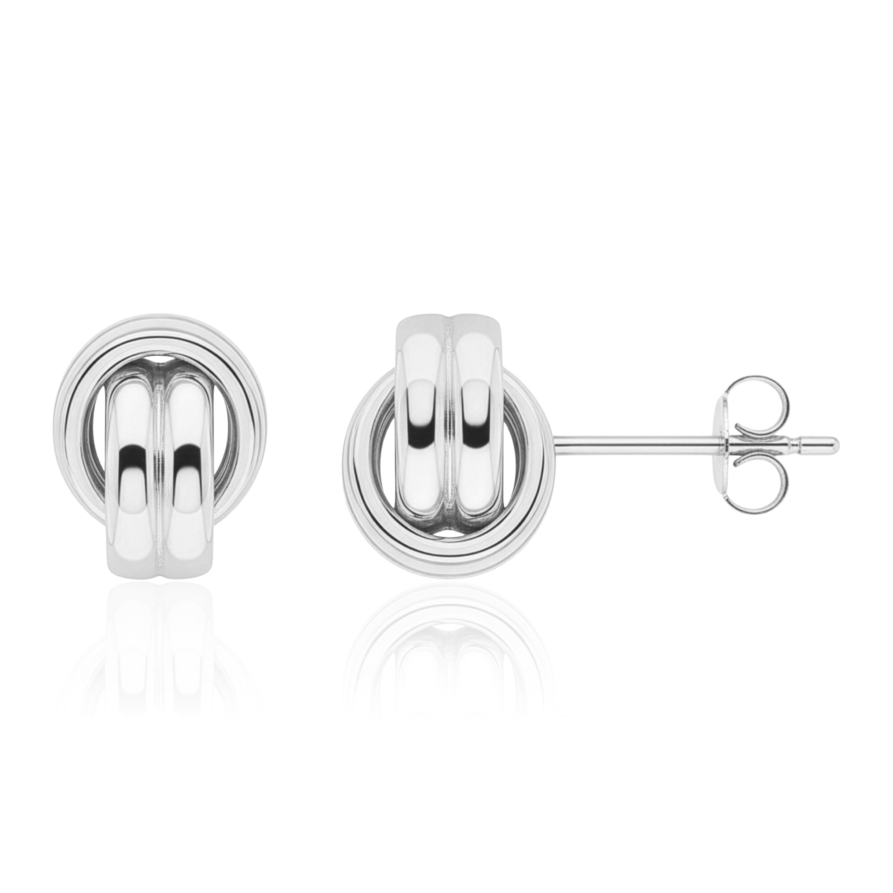 9ct White Gold Knot Stud Earrings