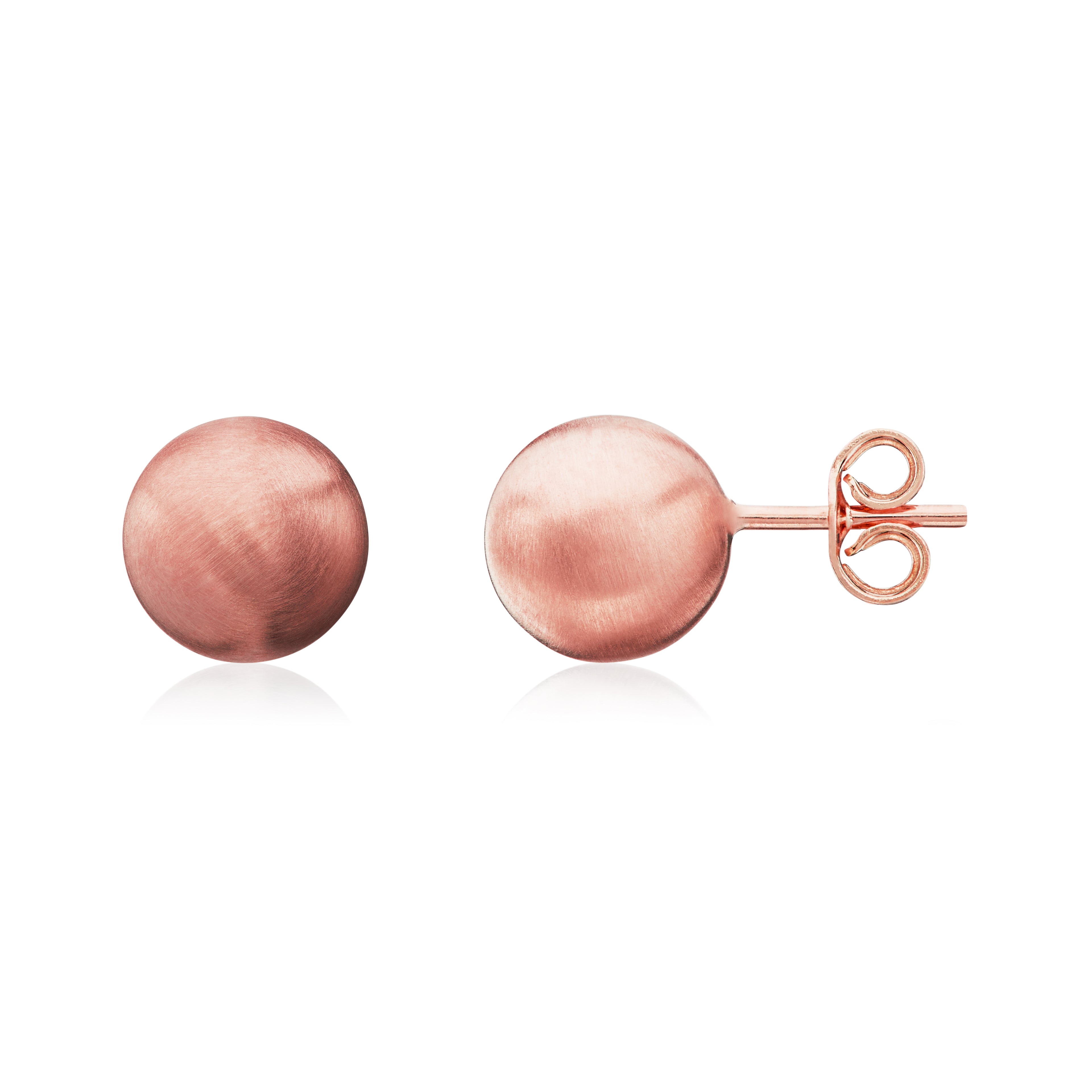 9ct rose gold Satin 8mm Ball Stud Earrings