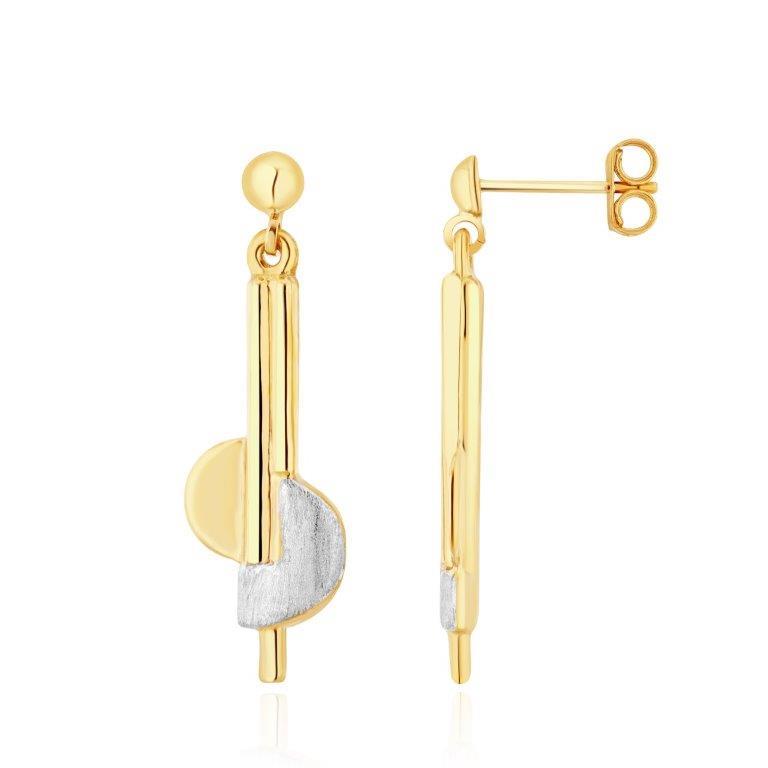 9ct yellow and white goldBar&Semi-Circle Drop