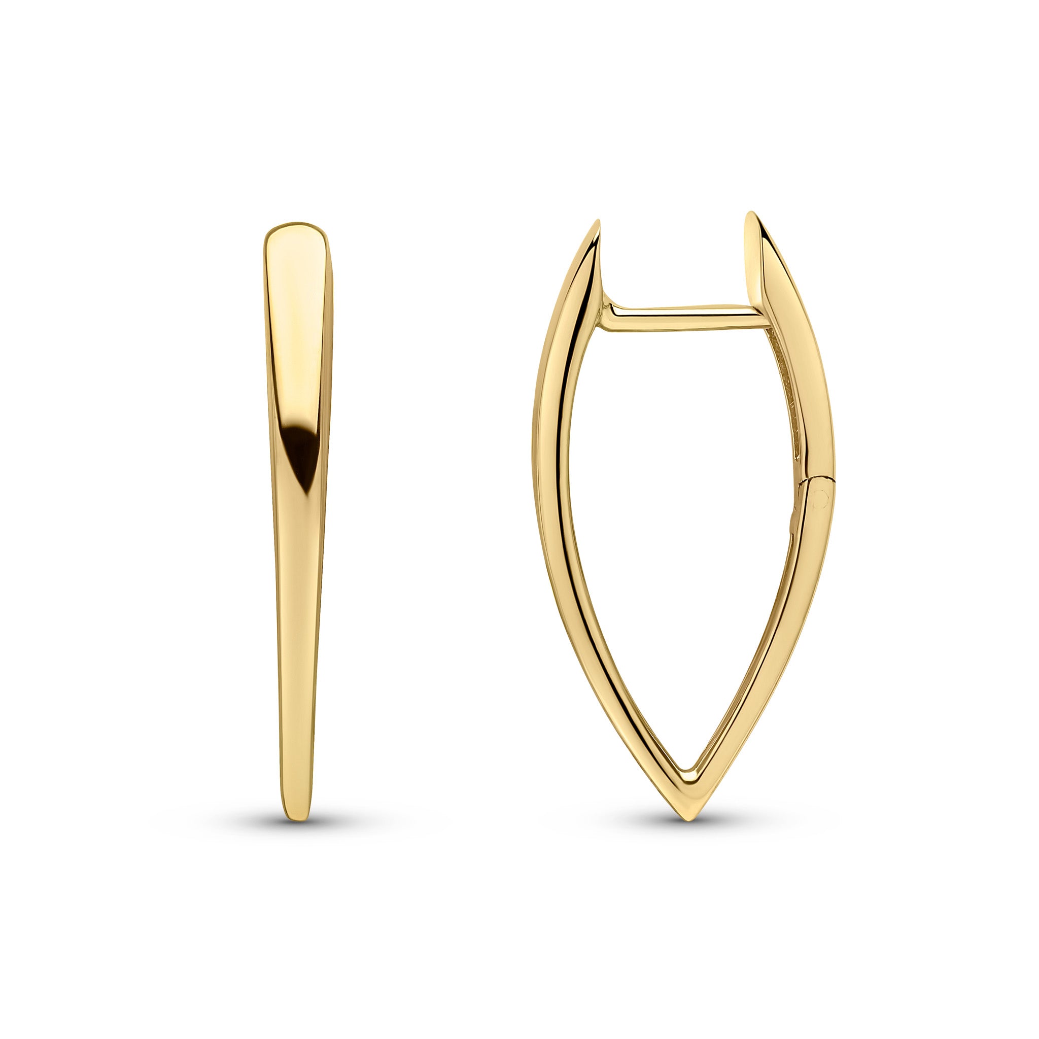9ct Yellow Gold Tapered V-Shape Huggy Style Hoop Earrings