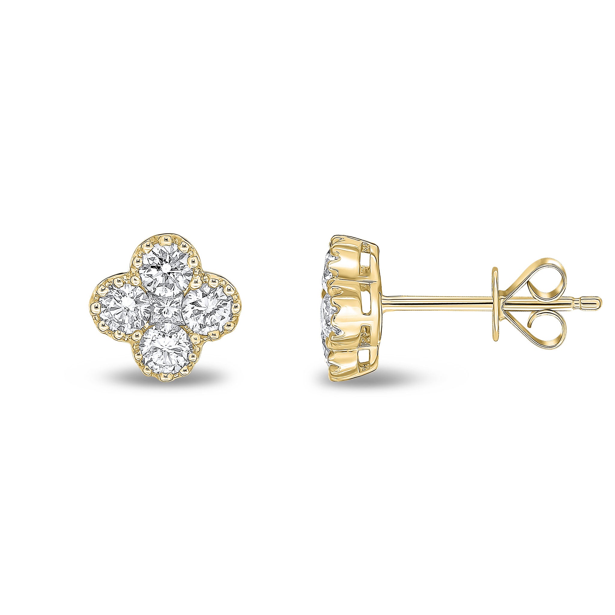 18yg Diamond Clover Earstuds