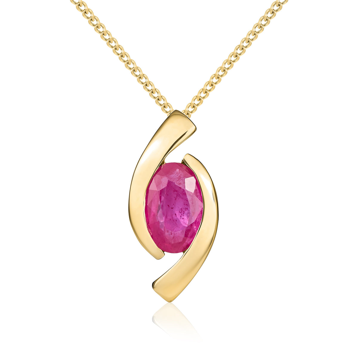 9ct Yellow Gold 6x4 Oval Ruby 'eye' Pendant