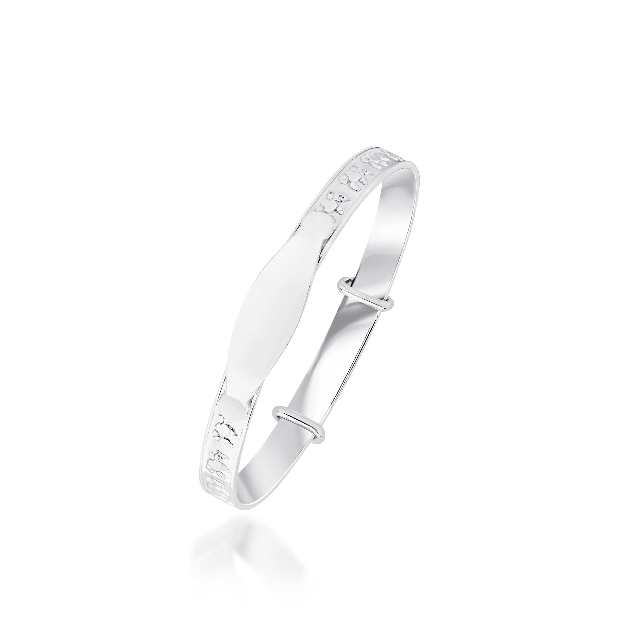 Silver Teddy Bear Baby Bangle