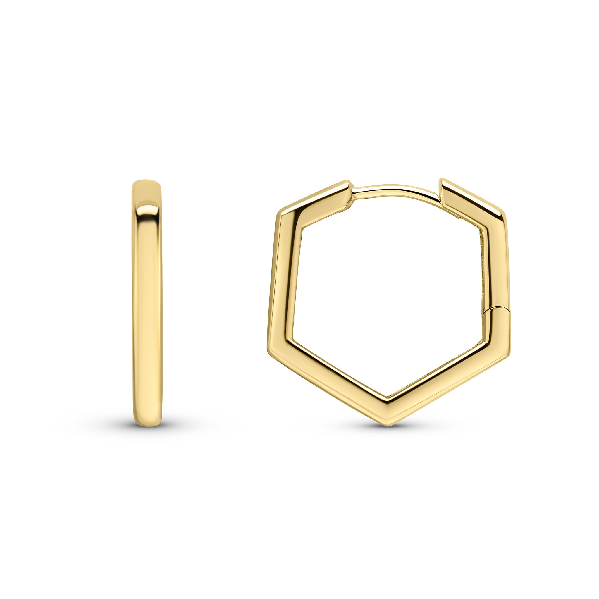 9ct Yellow Gold Hexagon Huggy Earrings