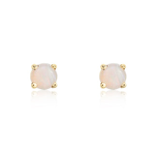 9ct yellow gold 3mm Round Opal 4 Claw Stud Earrings