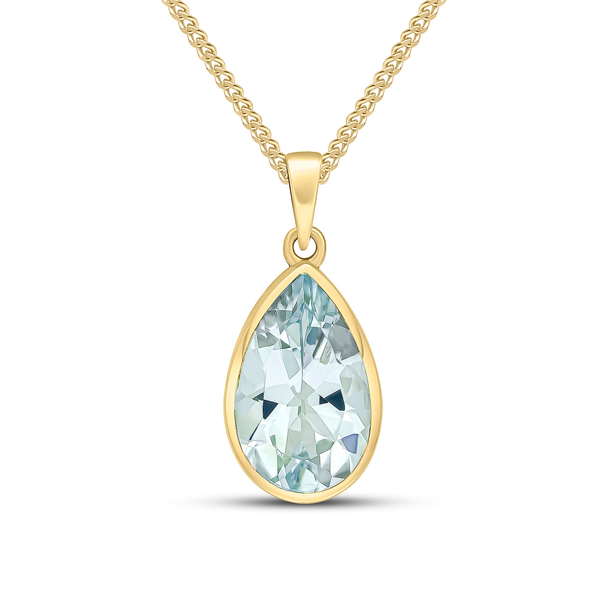 9ct yellow gold 14X9 Pearshaped Aquamarine Pendant