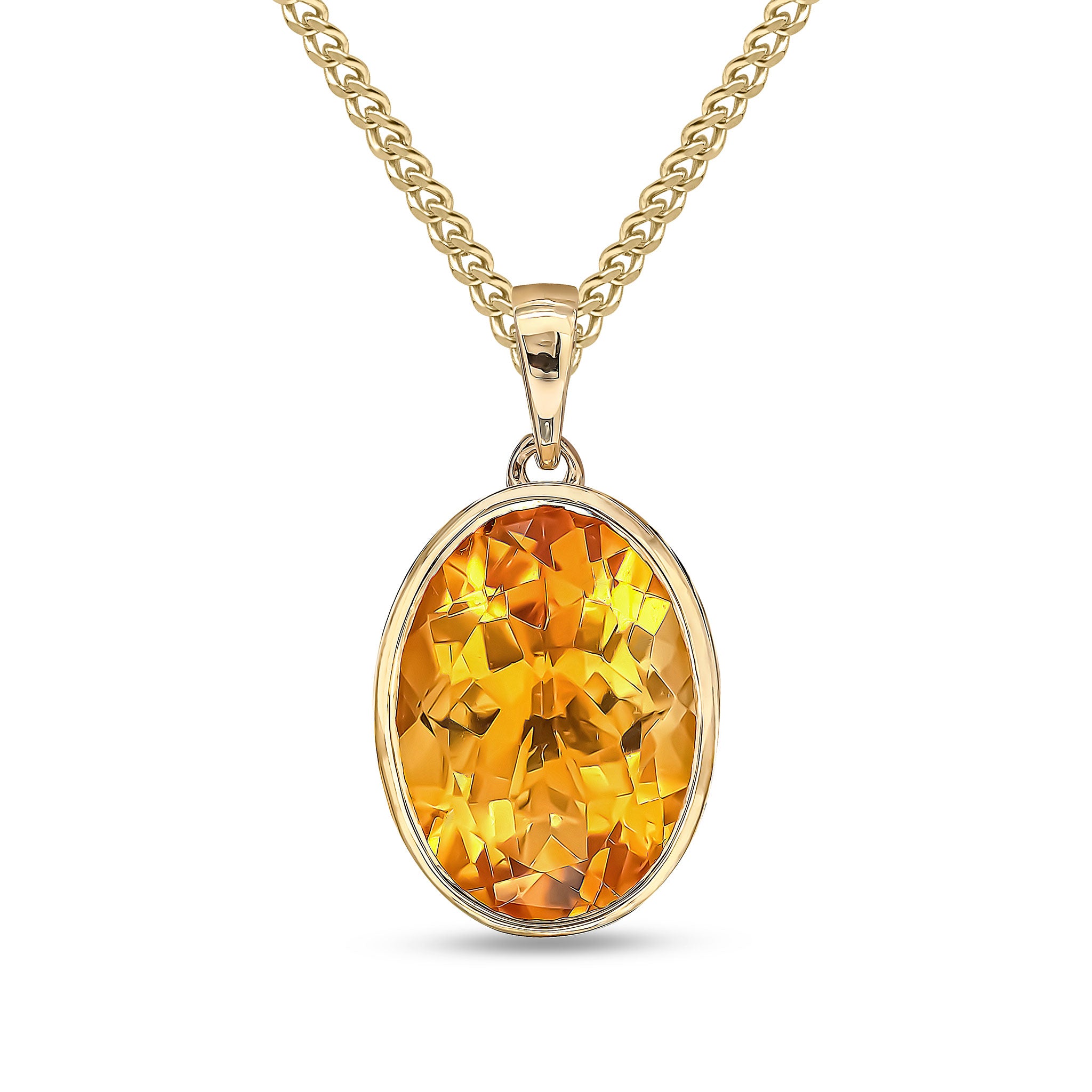 9ct Yellow Gold 14x10 Oval Citrine Rubover Pendant