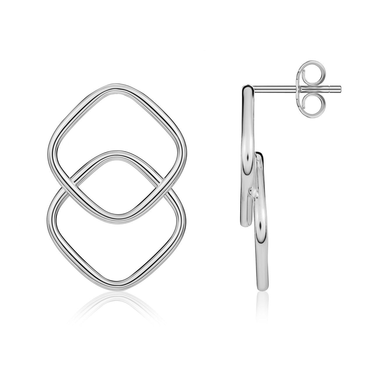 9ct white gold.Overlapped Cush earrings