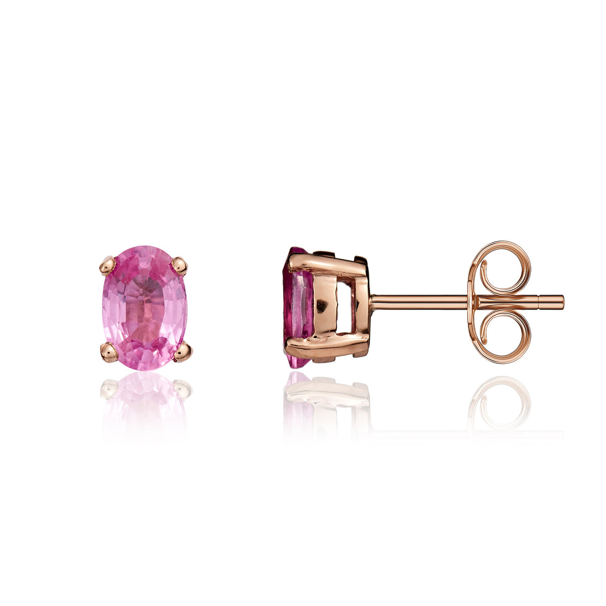 9ct Rose Gold 6x4 Oval Pink Sapphire Claw Set Earrings Stone Shortage So Currently Not Available