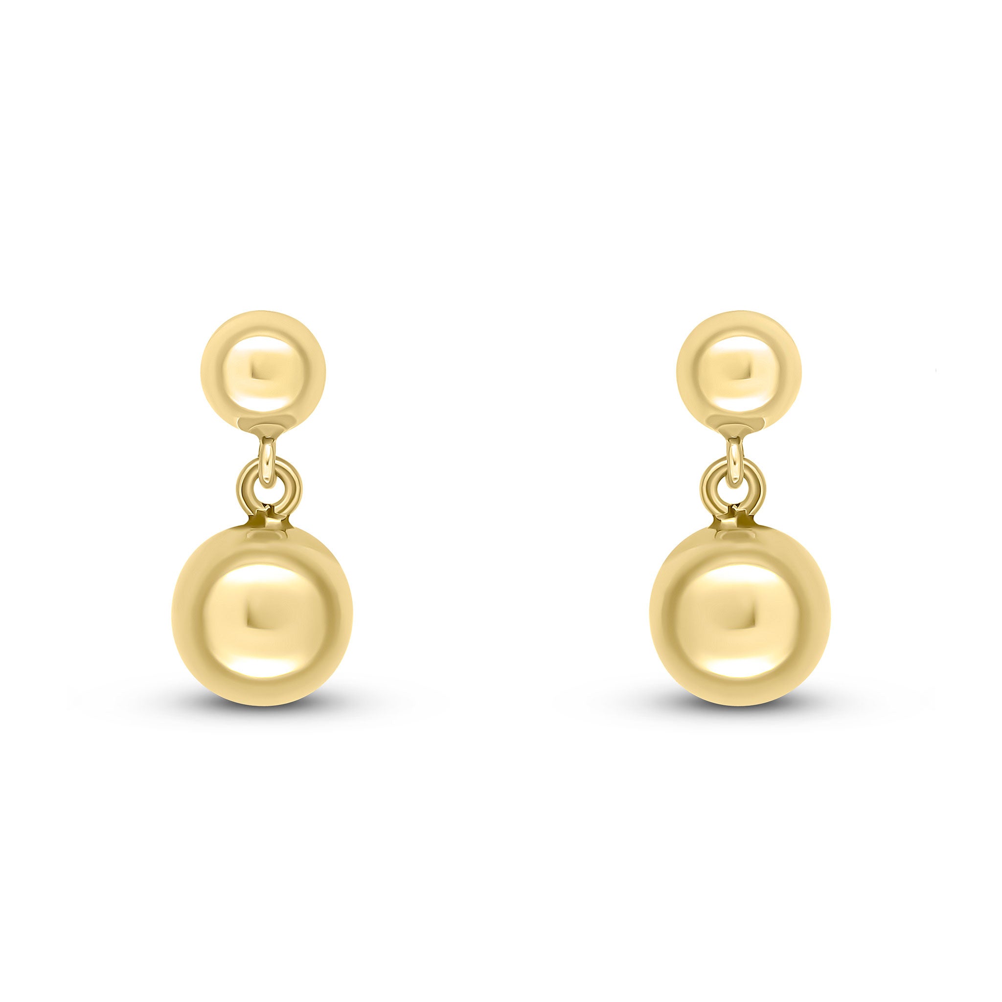 9ct Yellow Gold Polished Double Ball Drop Earrings 15mm