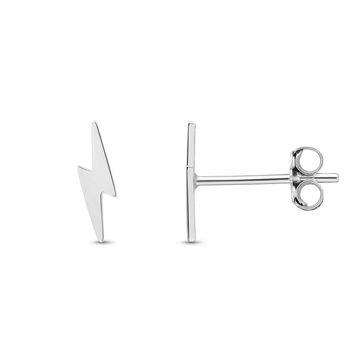 9ct White Gold Polished Lightning Stud Earrings