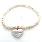 Thomas Sabo Silver Heart Freshwater Pearl and Silver Bracelet