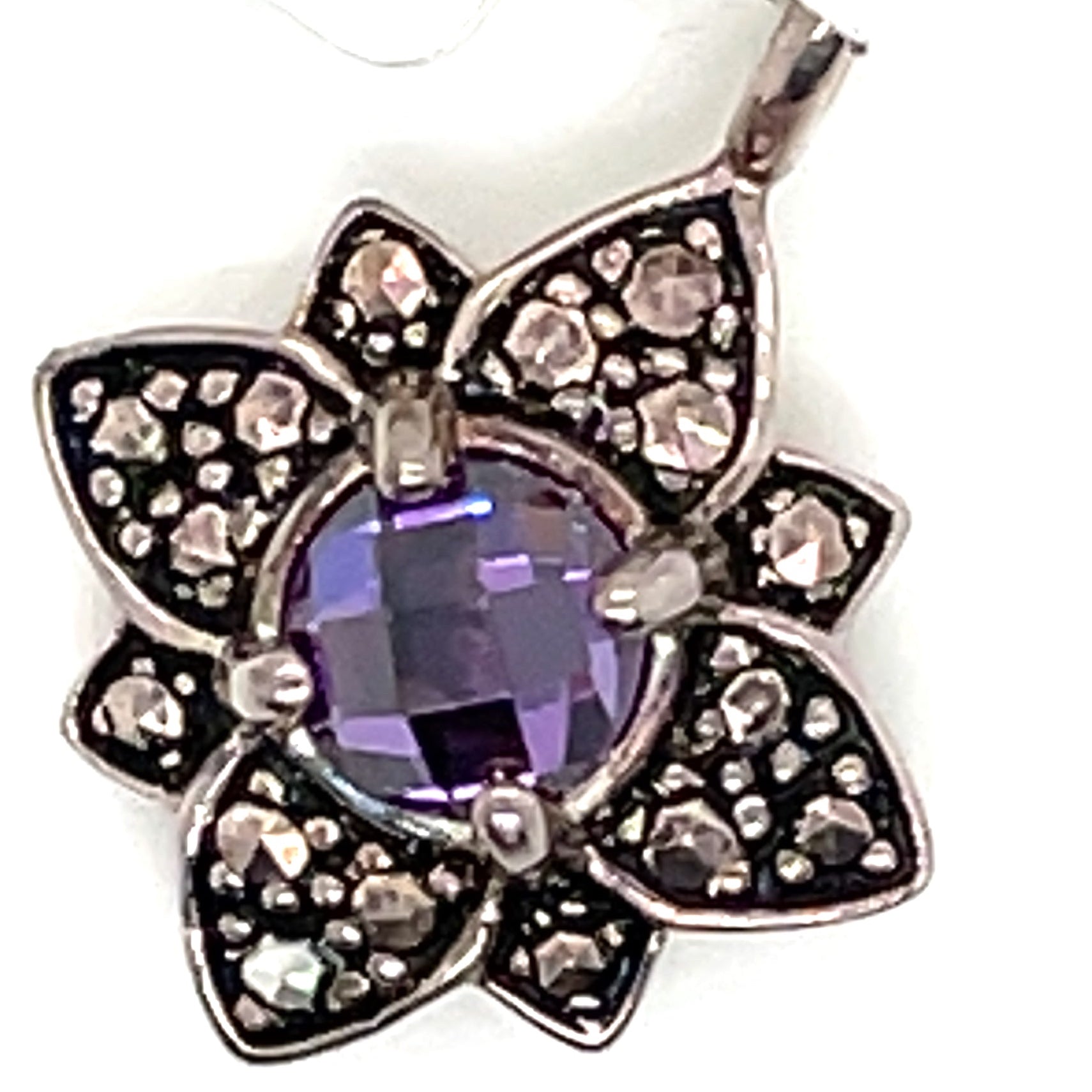 Thomas Sabo Purple Stone and Silver Flower Pendant