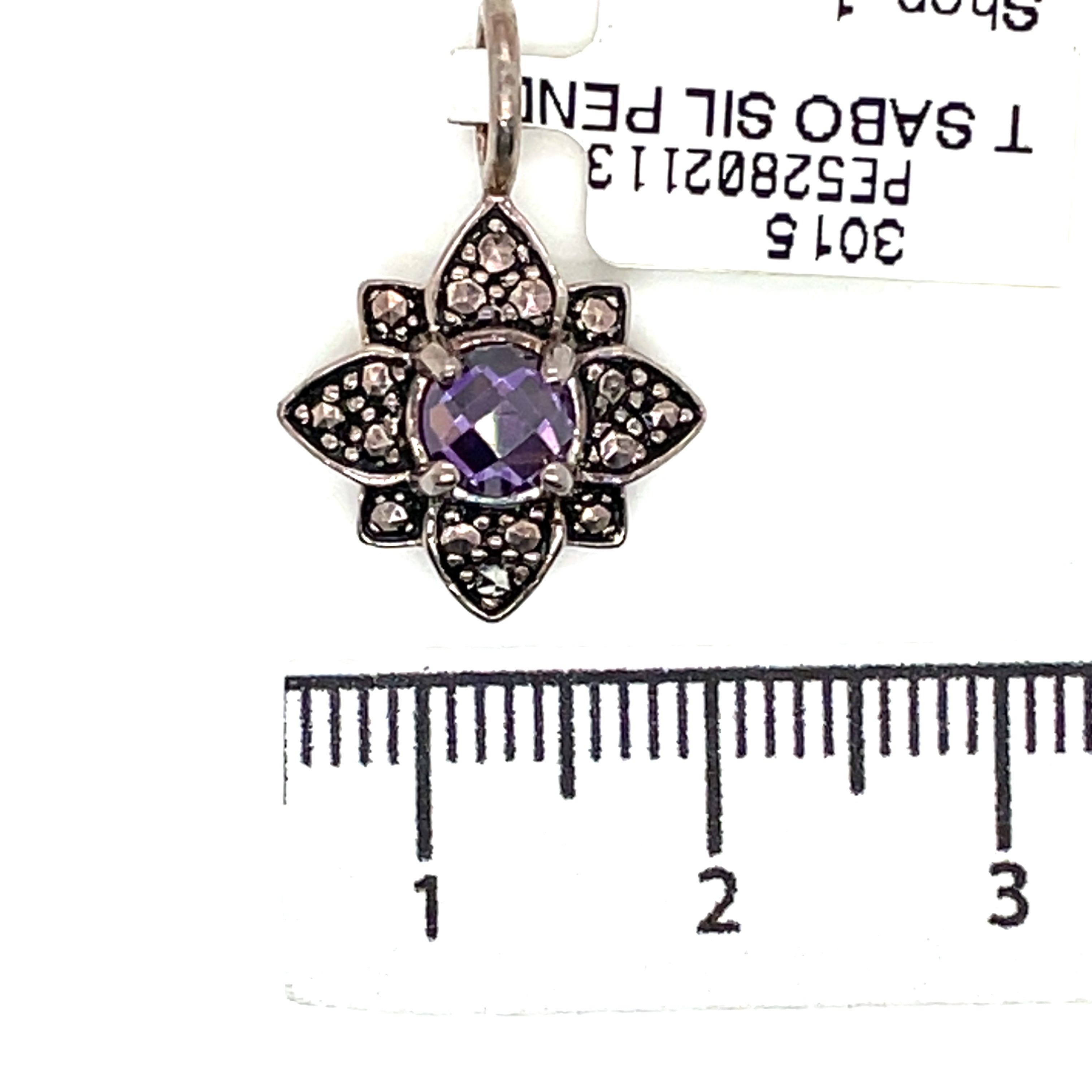 Thomas Sabo Purple Stone and Silver Flower Pendant
