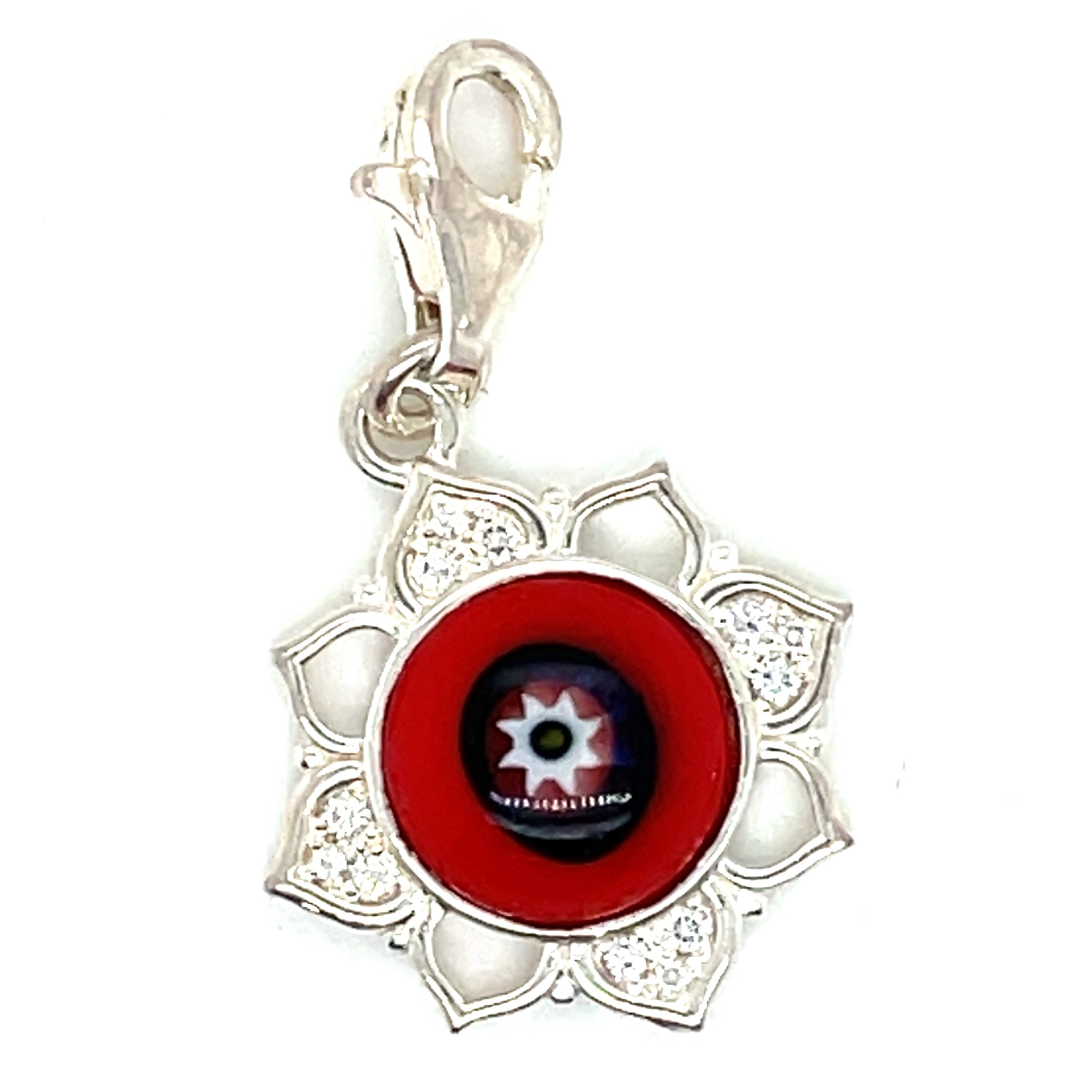 Thomas Sabo Red Glass Eye Silver and Cubic Zirconia Charm