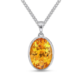 9ct white gold 14 x 10mm oval citrine pendant