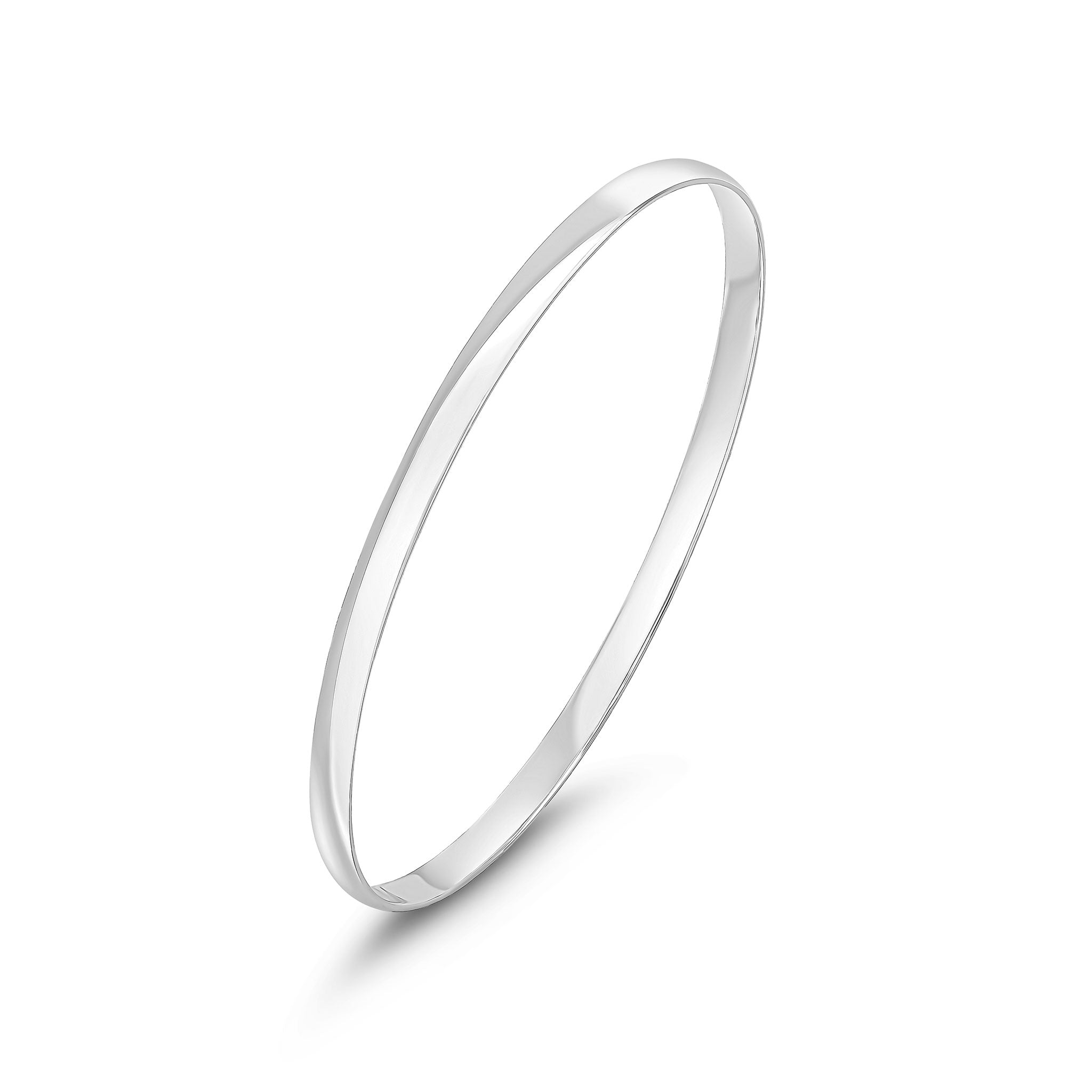 9ct White Gold D Shape Slave Bangle 4mm