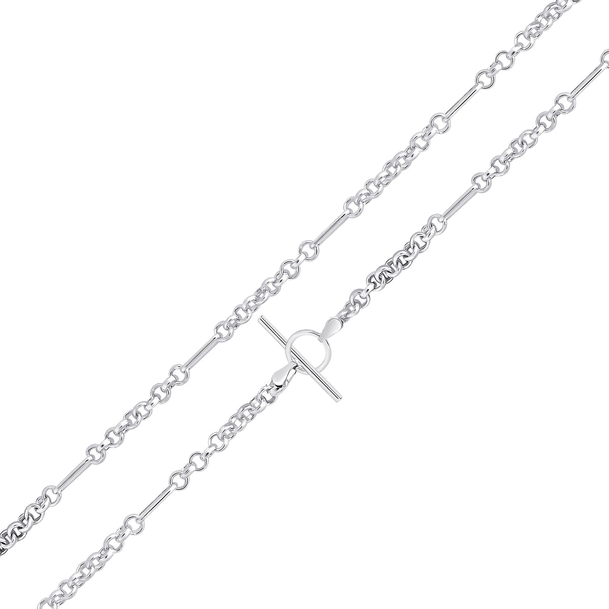 Silver 4mm Oval Round Figaro T-Bar 1