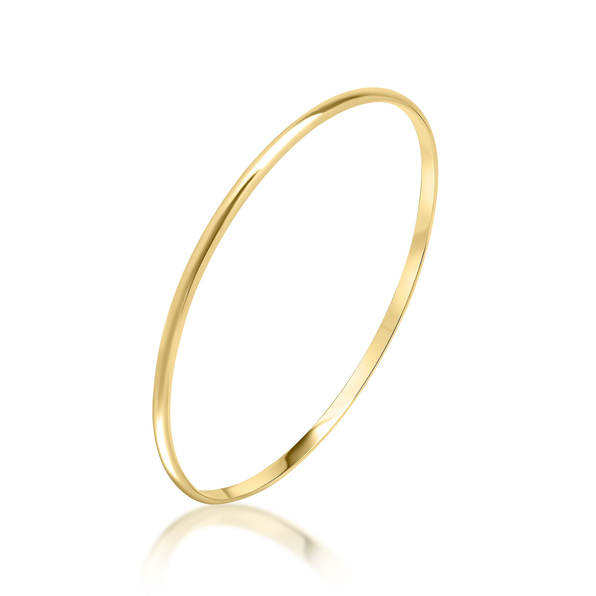 9ct Yellow Gold 3mm D-Shape Round Slave Bangle