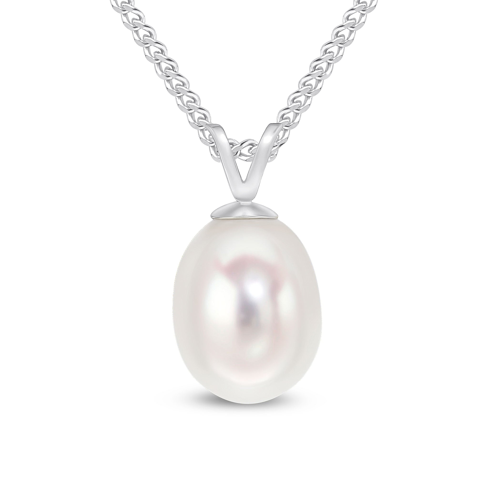 9ct White Gold Freshwater Pearl Drop Pendant