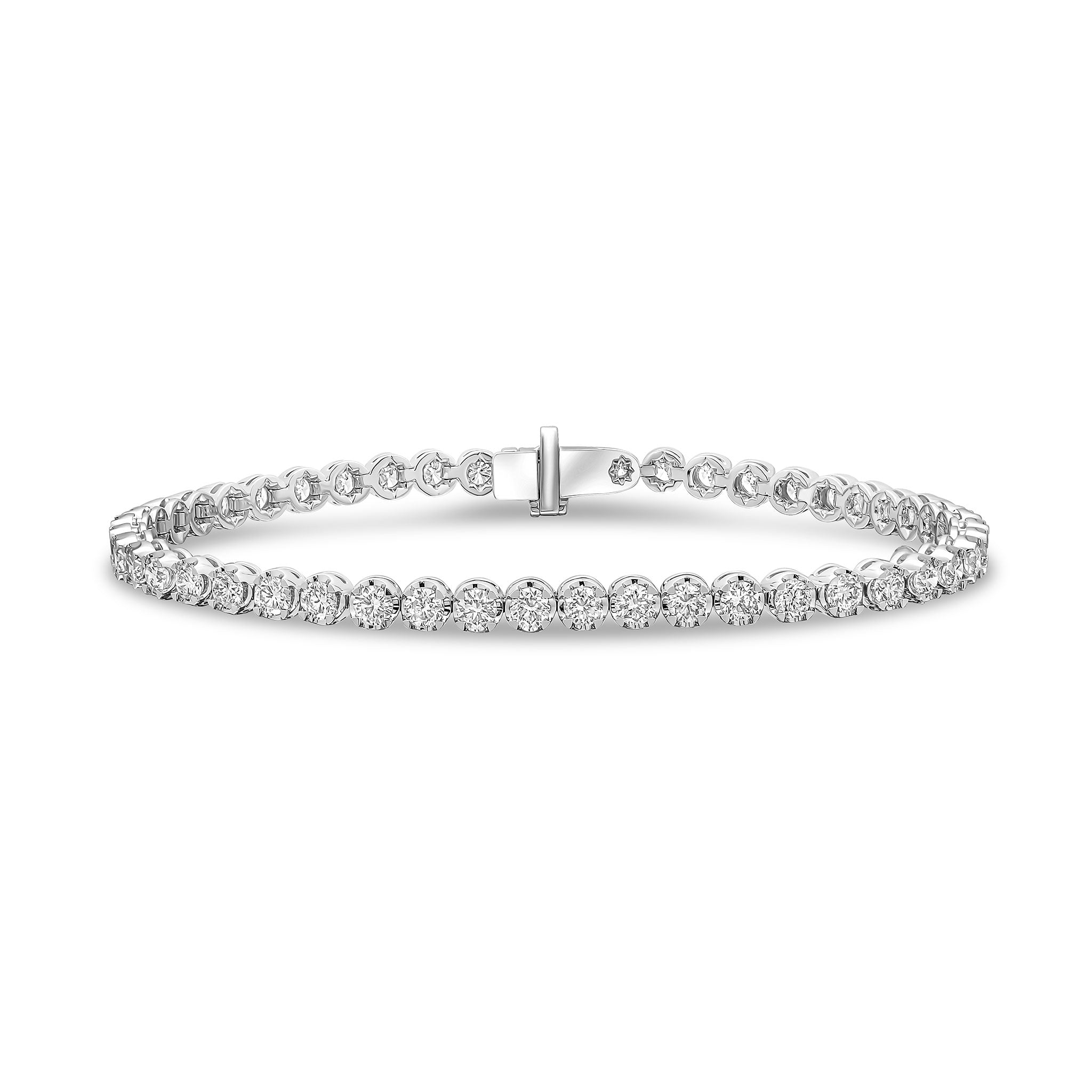 18ct White Gold Brilliant Cut Diamond Claw Set Line Bracelet 5ct