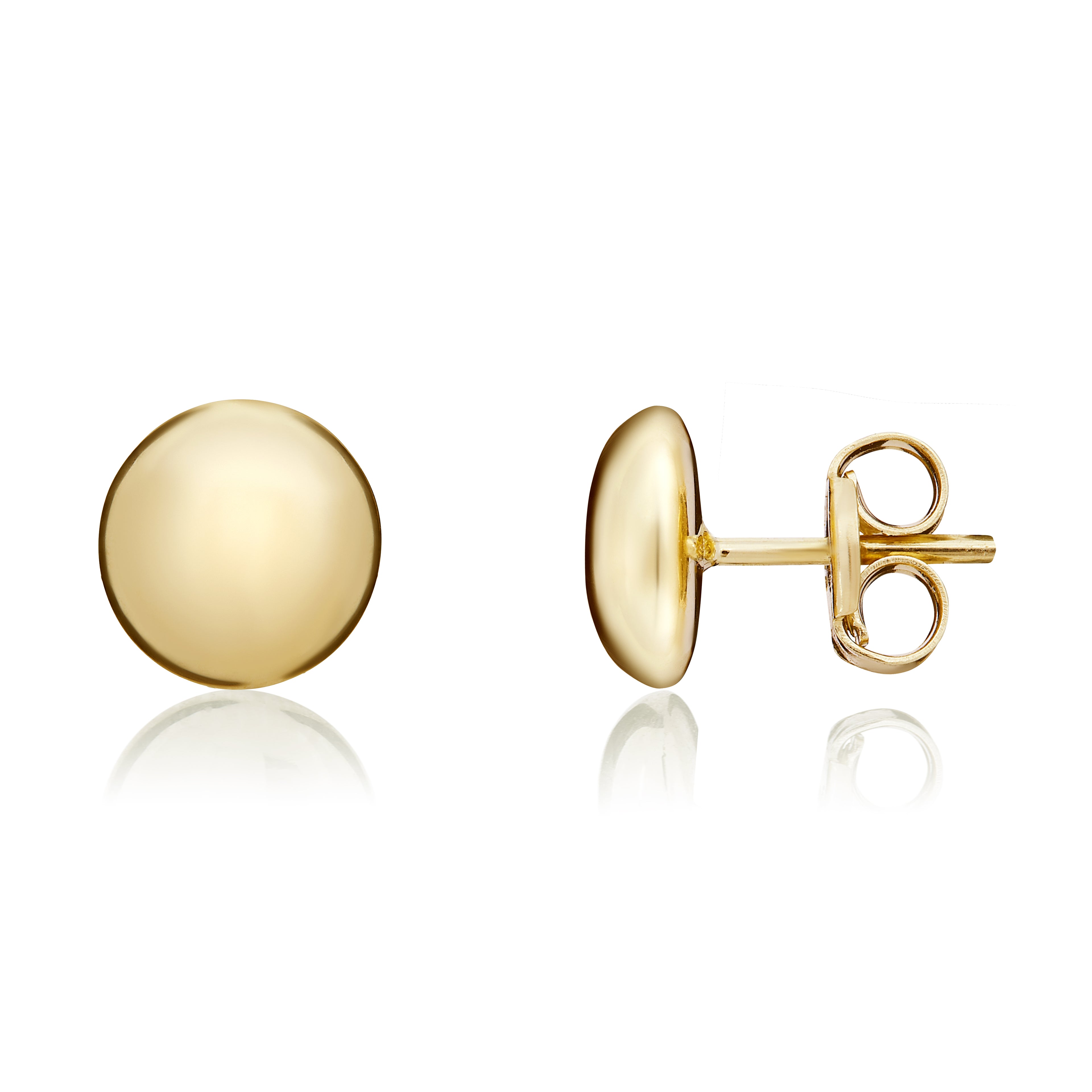 9ct Yellow Gold 7mm Polished Button Stud Earrings