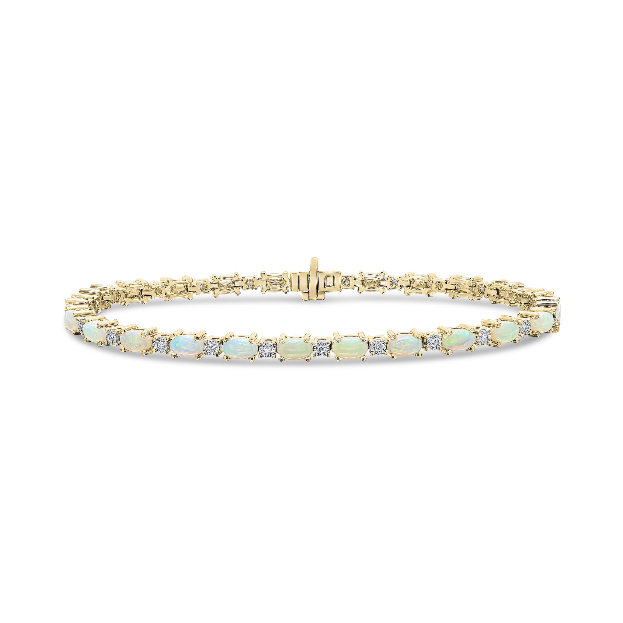 18yg Oval Opal & Rd Diamond Blet