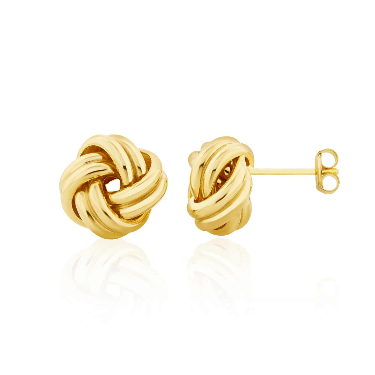 9ct Yellow Gold Two Row Knot Stud Earrings
