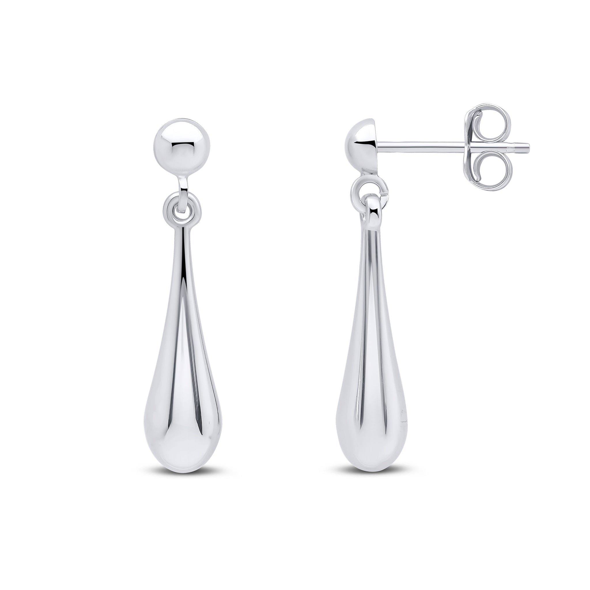 9ct White Gold Polished Torpedo Drop Earrings