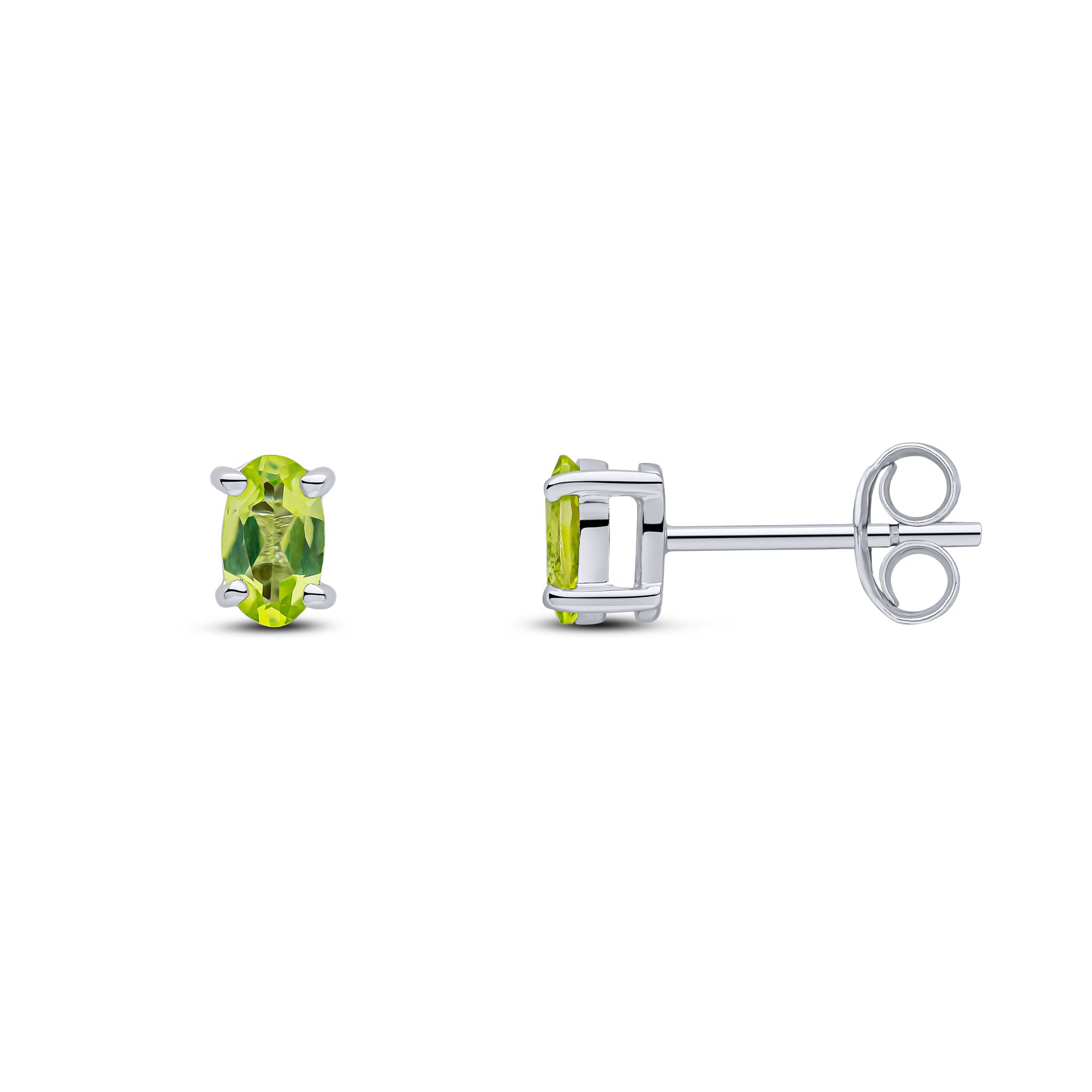 9ct white gold 5 x 3mm oval Peridot Claw Set Earrings